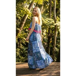 Lilly Pulitzer Meridian Midi Deep Indigo Leied Back Dress Size XS Strapless